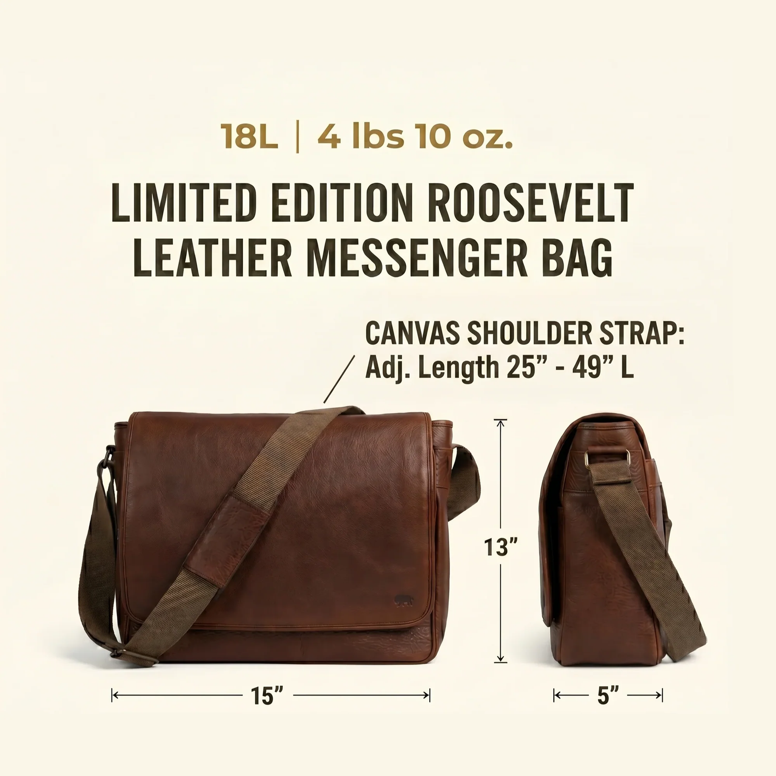Limited Edition Roosevelt Buffalo Leather Messenger Bag - Image 7
